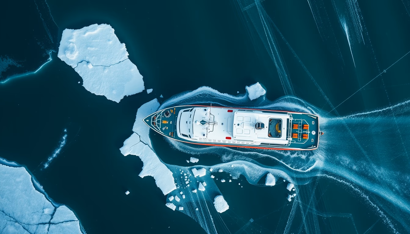 icebreaker arctic ship in editorial style