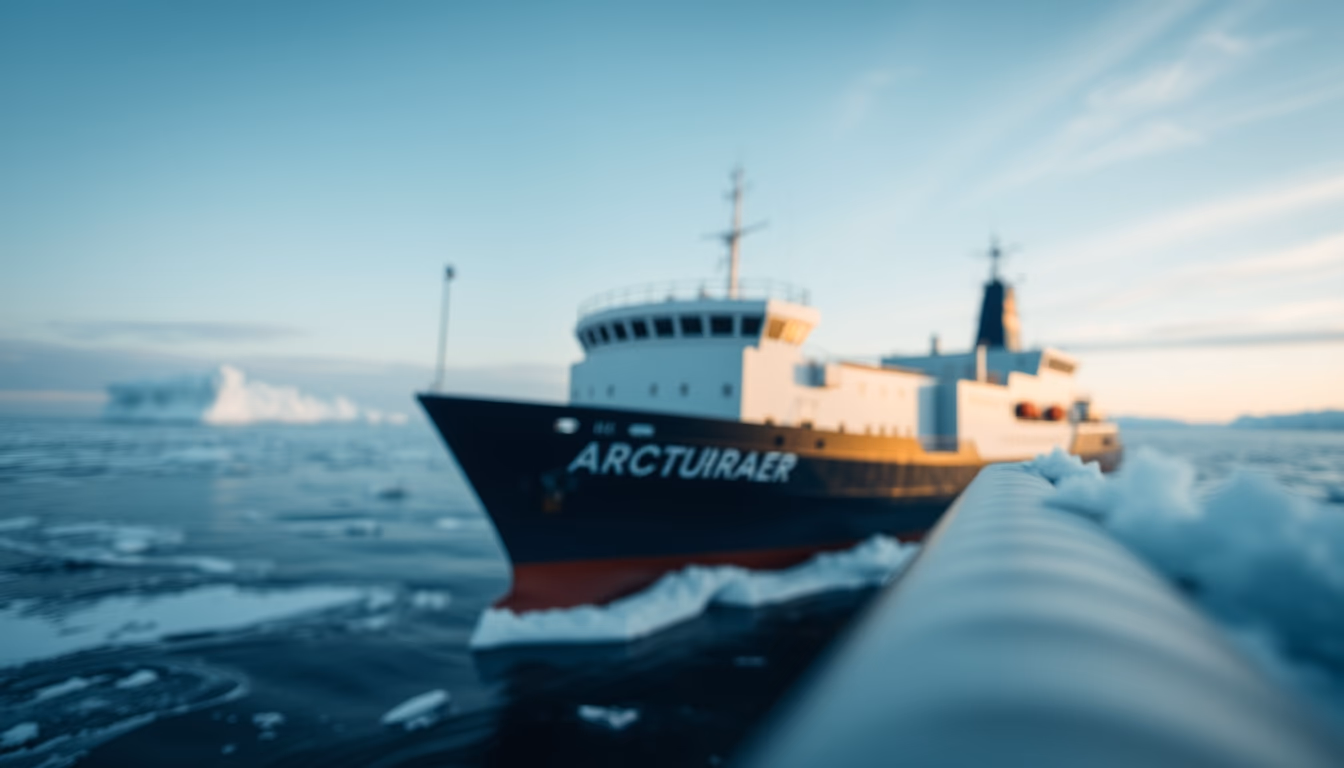 icebreaker arctic ship in editorial style