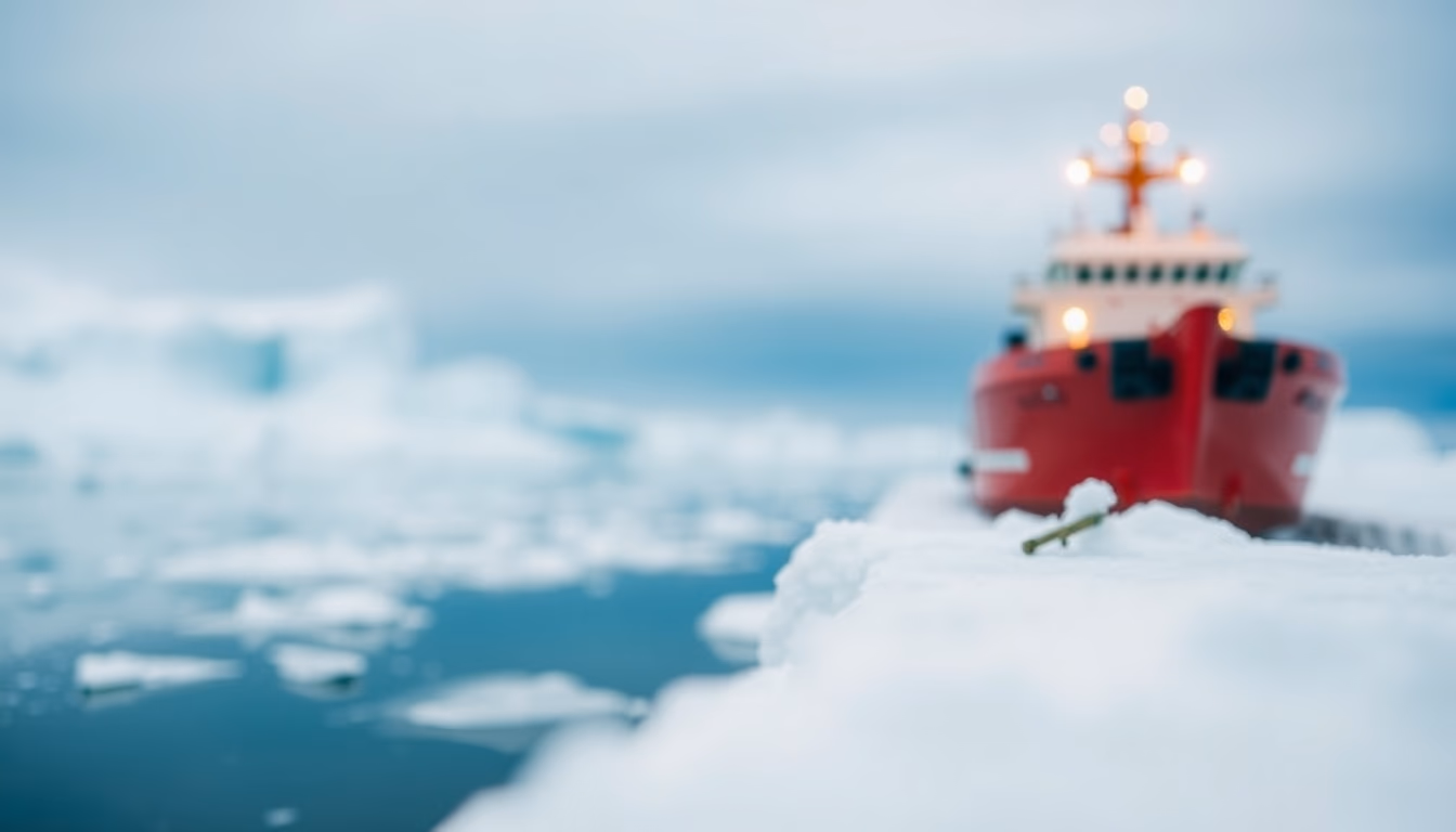 icebreaker arctic ship in editorial style