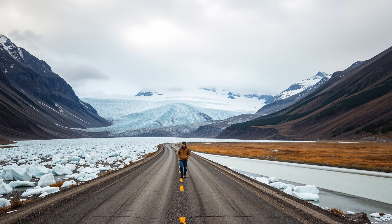 icefields parkway canada in editorial style