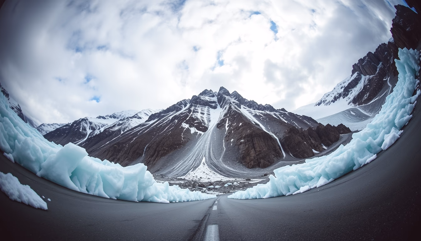 icefields parkway canada in editorial style