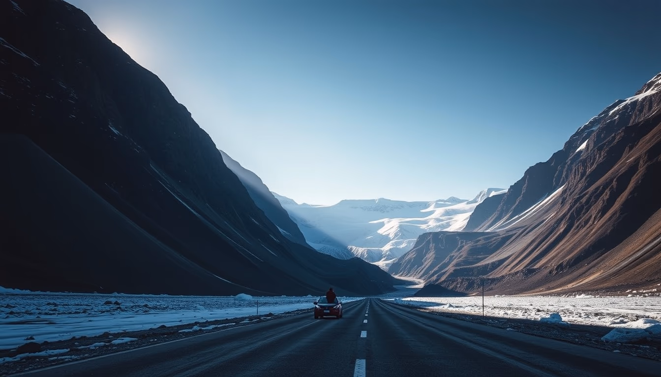 icefields parkway canada in editorial style