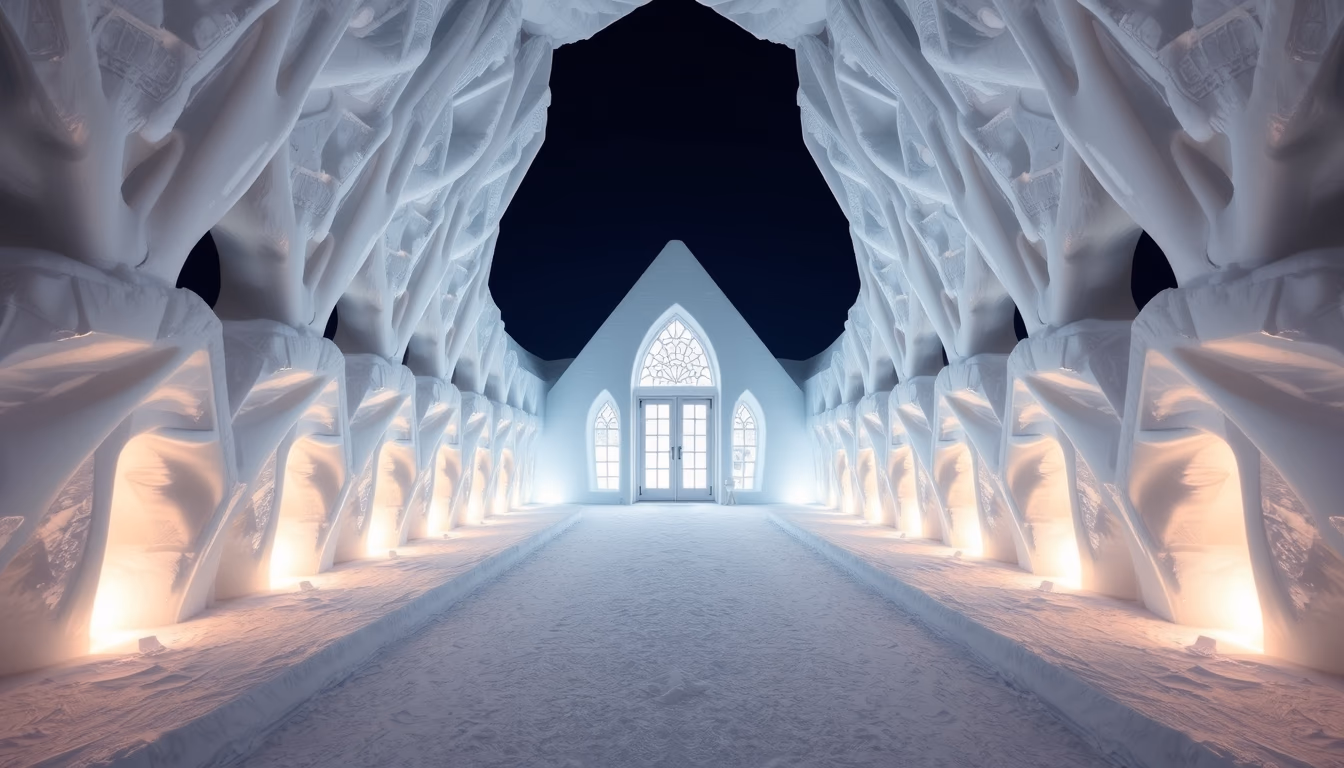 icehotel sweden ice in editorial style