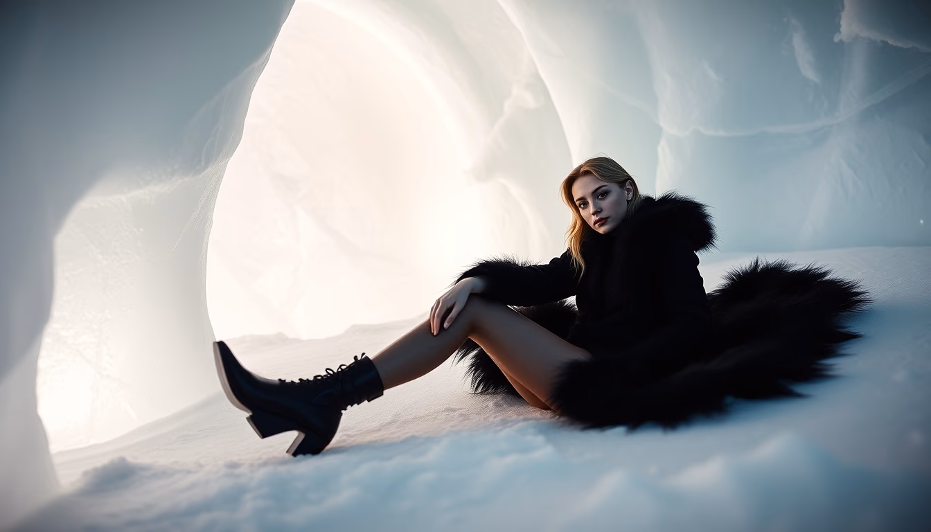 icehotel sweden ice in editorial style