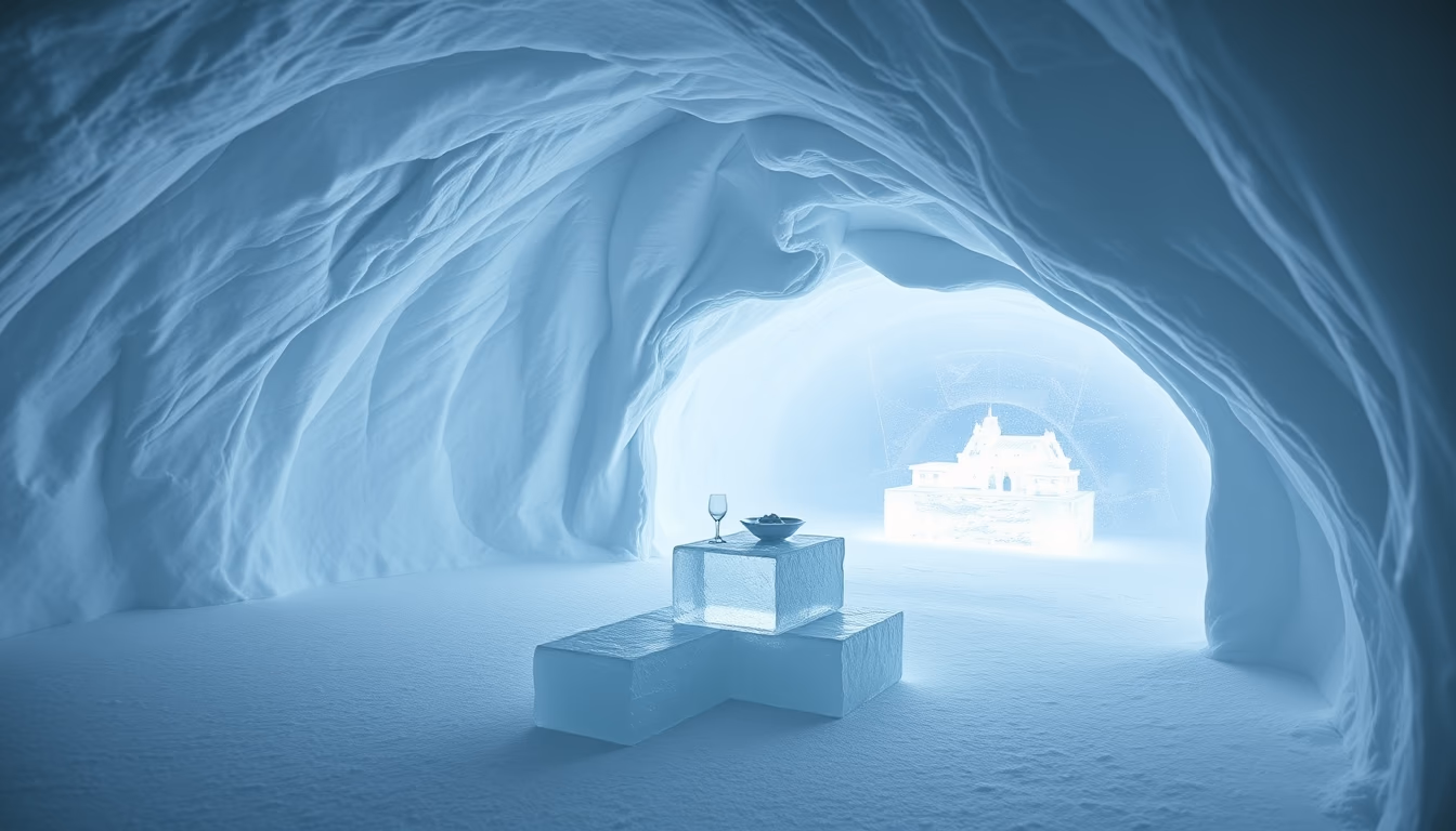 icehotel sweden ice in editorial style