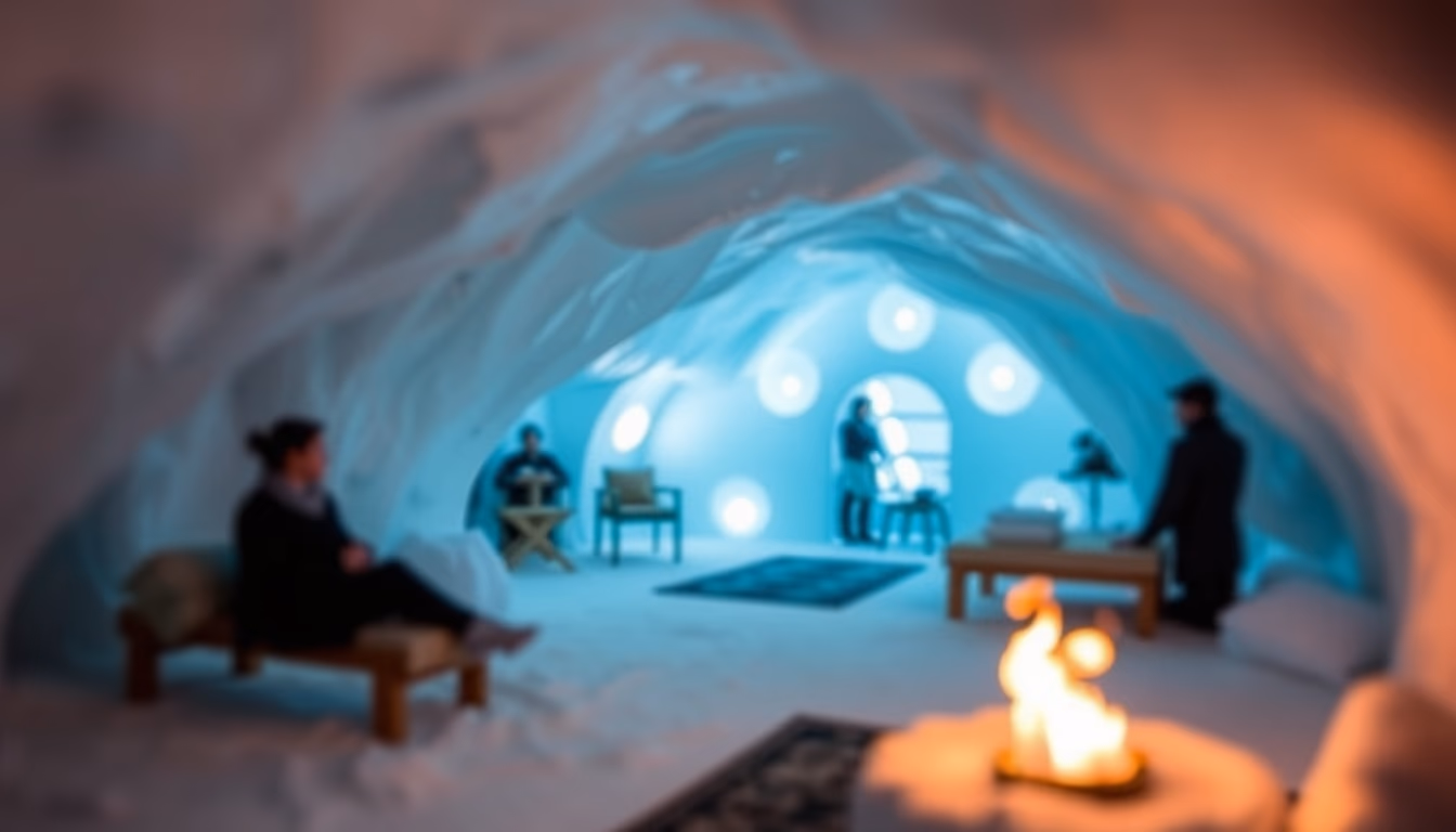 icehotel sweden ice in editorial style