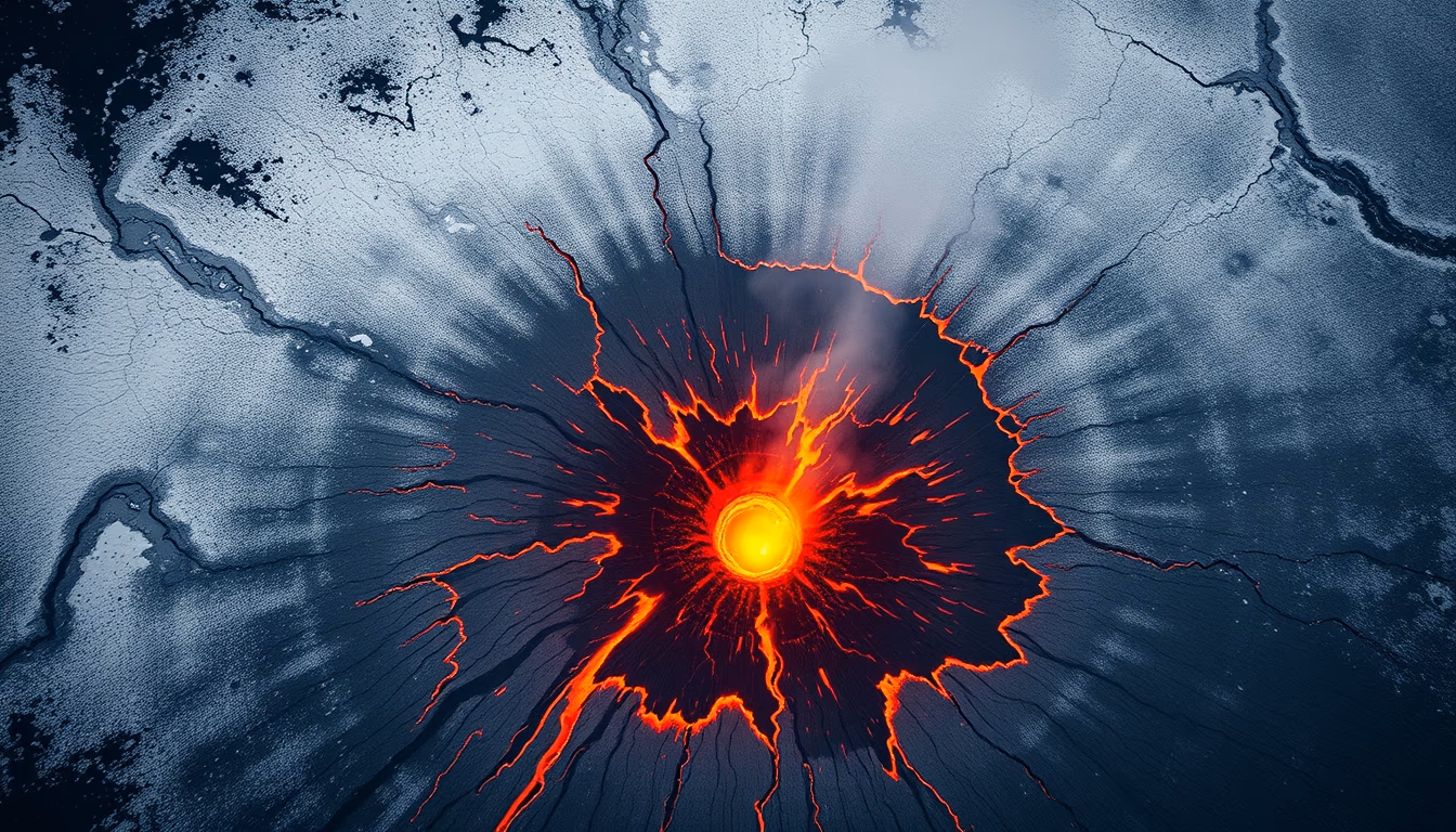 iceland fissure eruption in editorial style