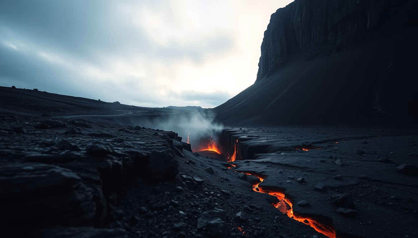 iceland fissure eruption in editorial style