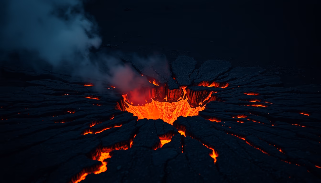 iceland fissure eruption in editorial style