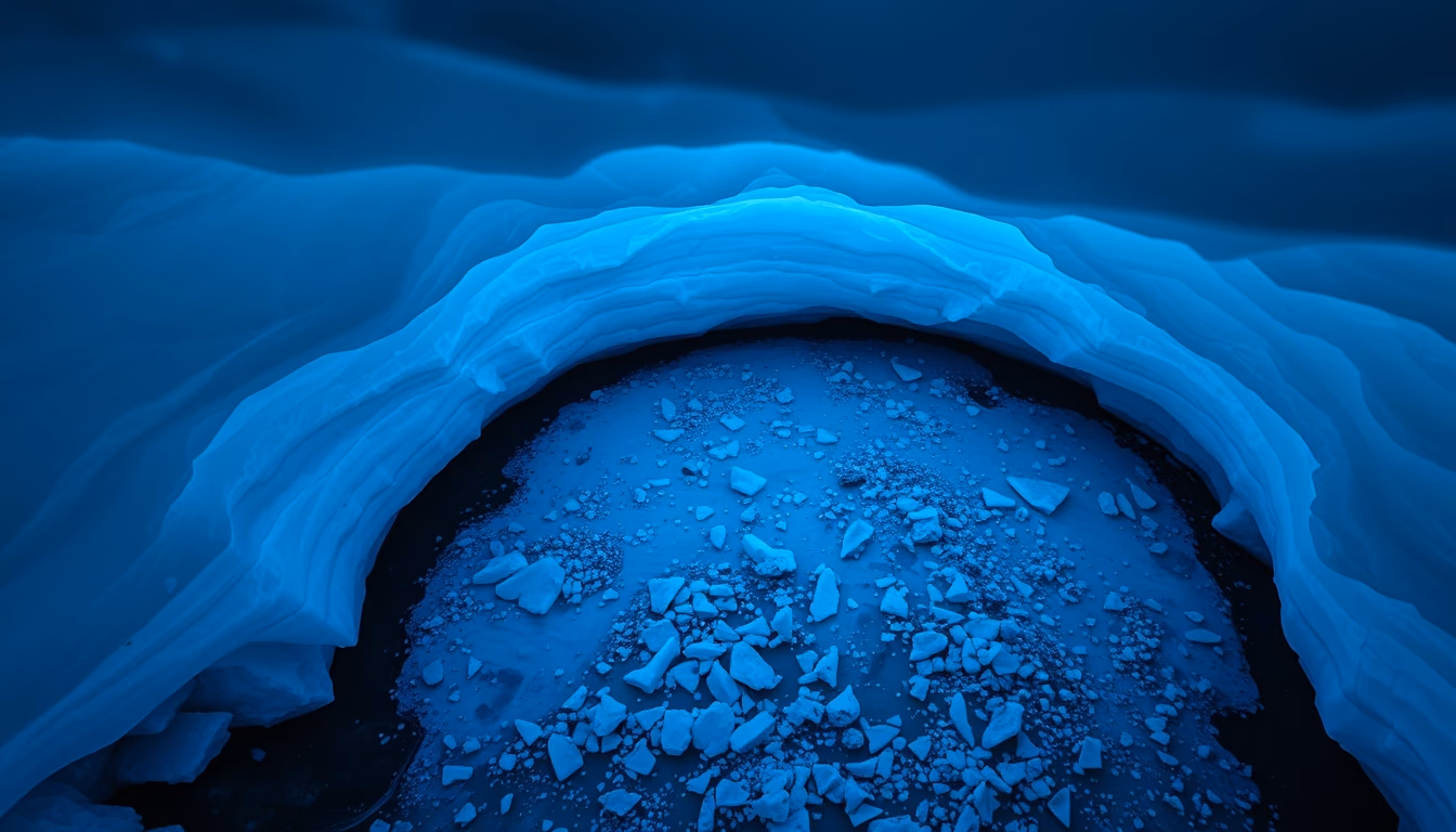 iceland glacier ice cave blue in editorial style