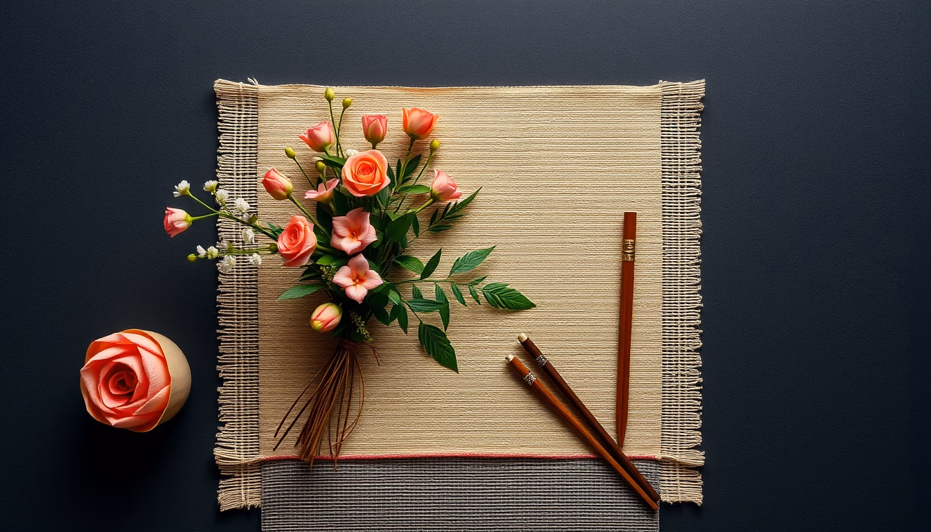 ikebana japanese arrangement in editorial style