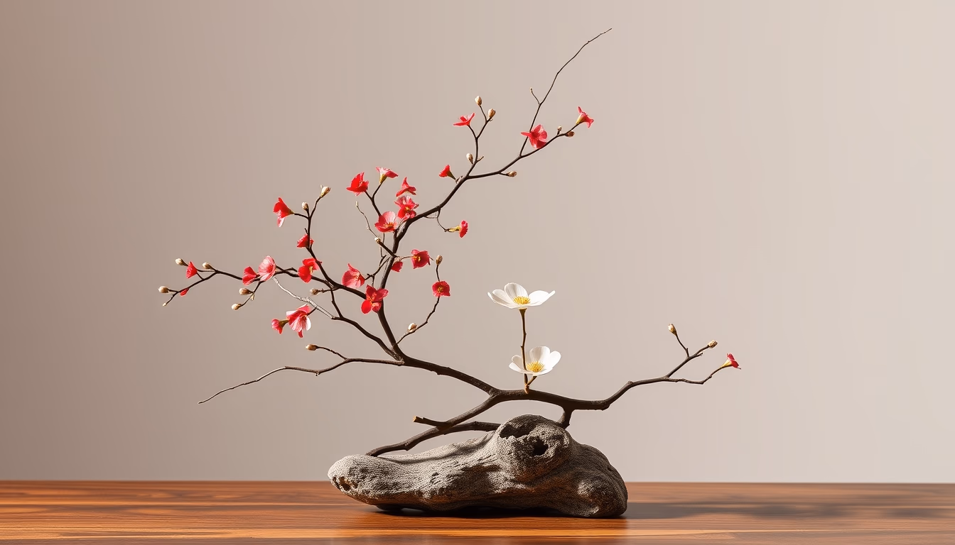 ikebana japanese arrangement in editorial style