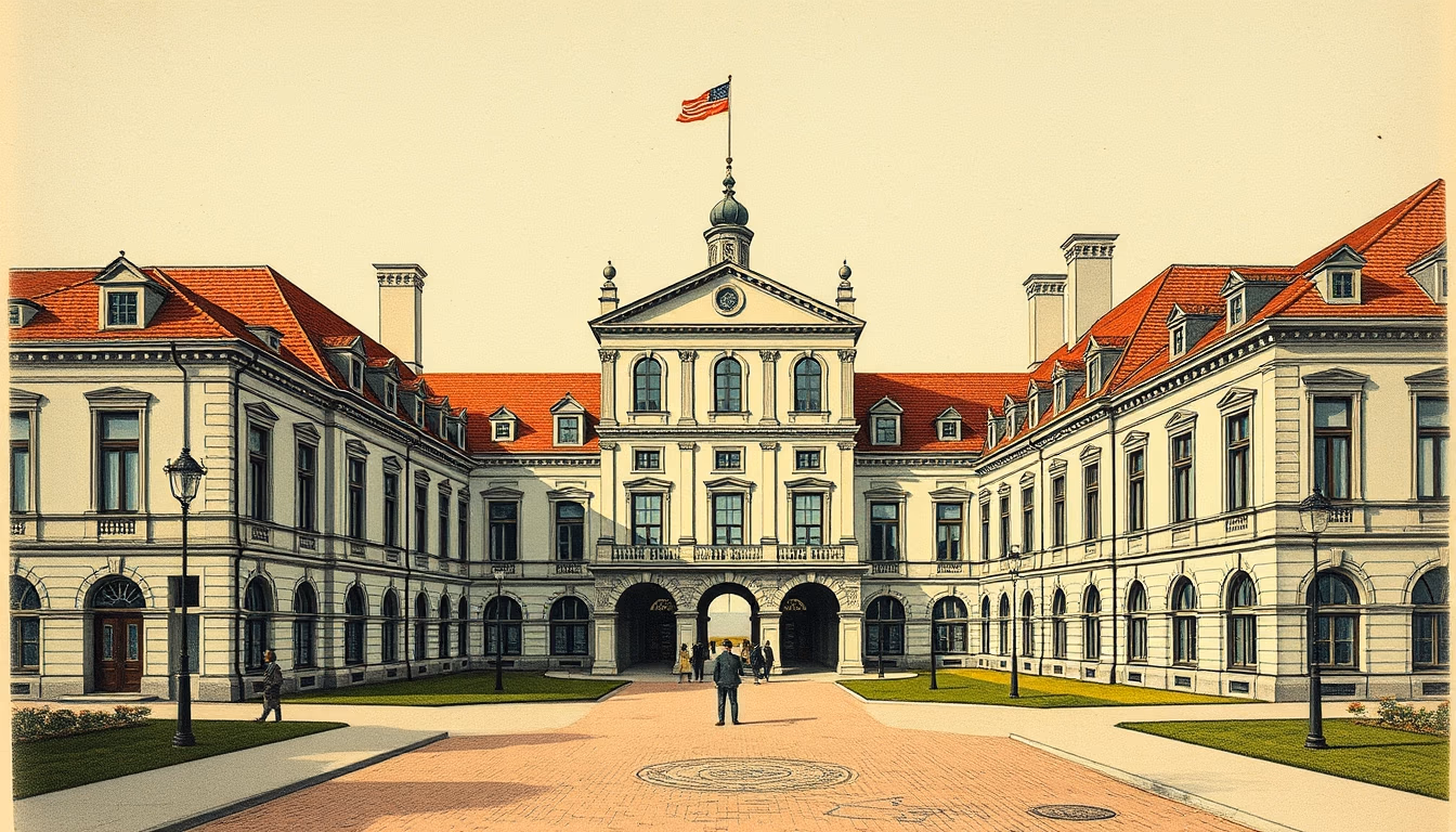 illustrated postcard 1900 in editorial style