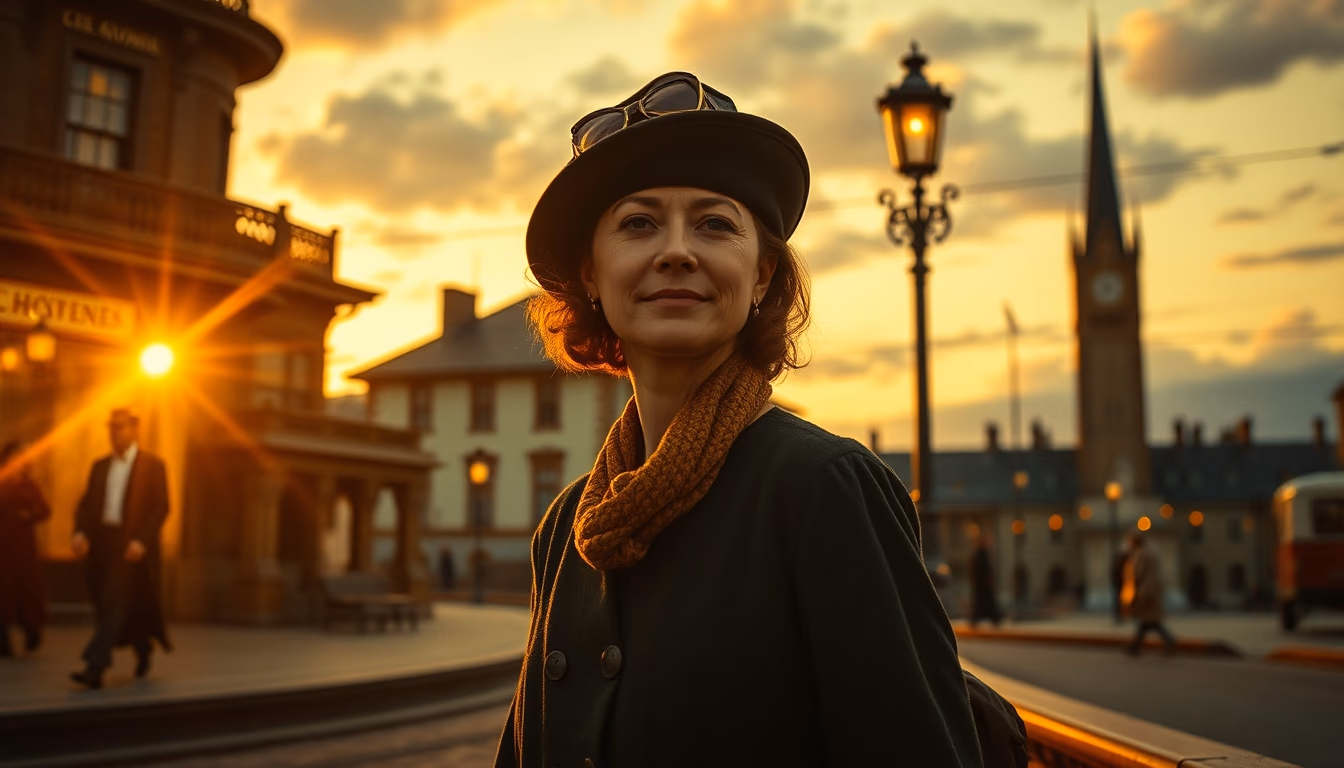 illustrated postcard 1900 in editorial style