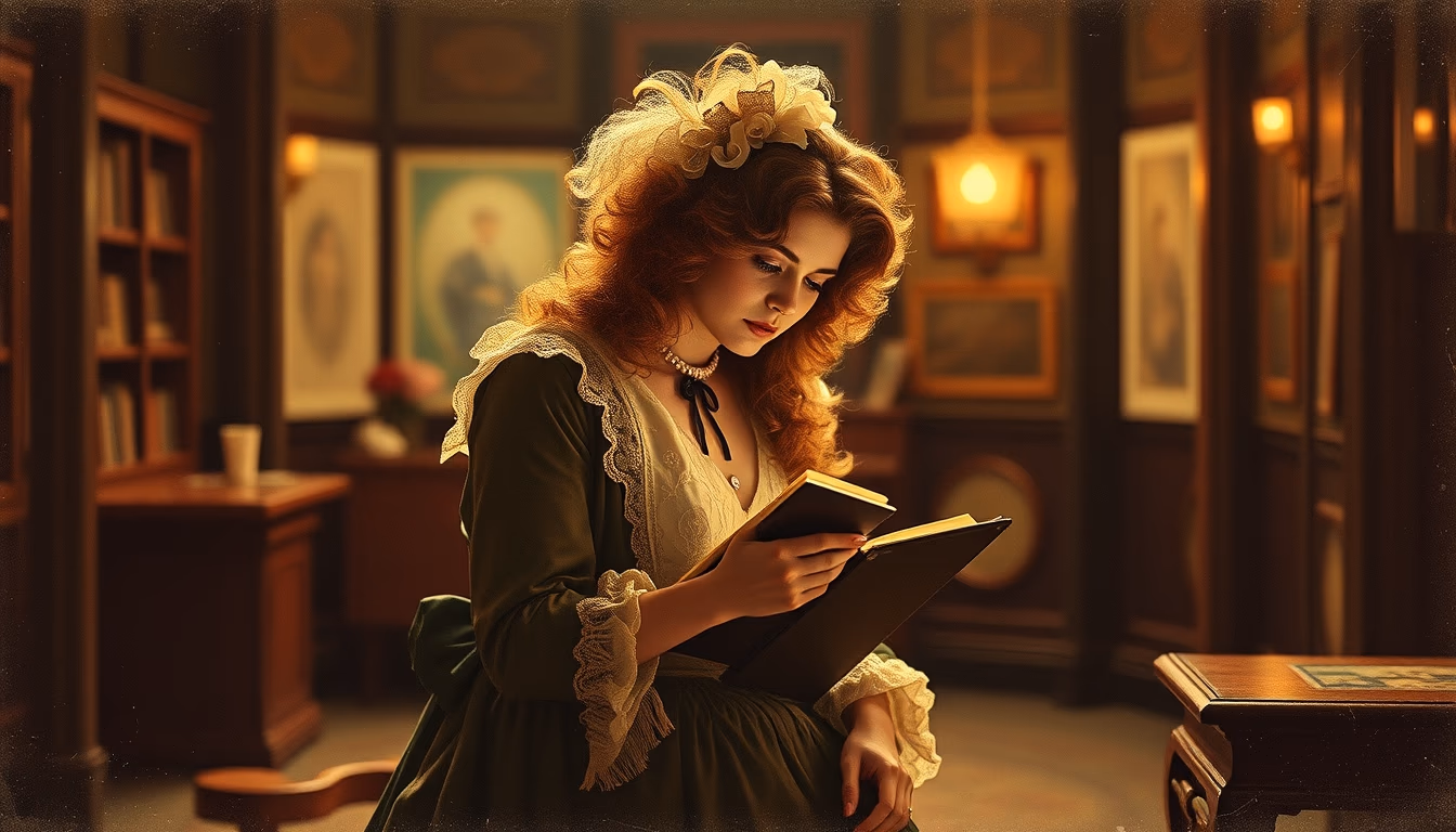 illustrated postcard 1900 in editorial style