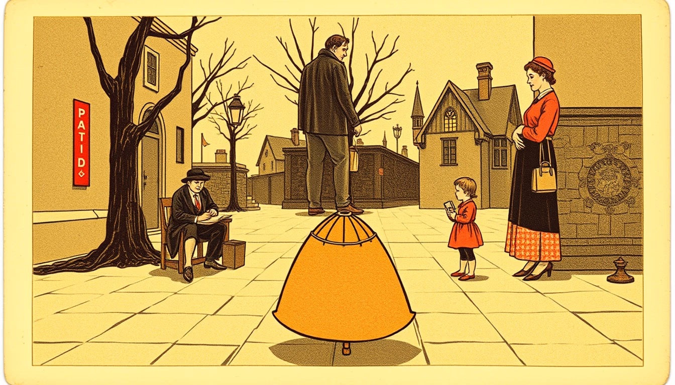 illustrated postcard 1900 in editorial style