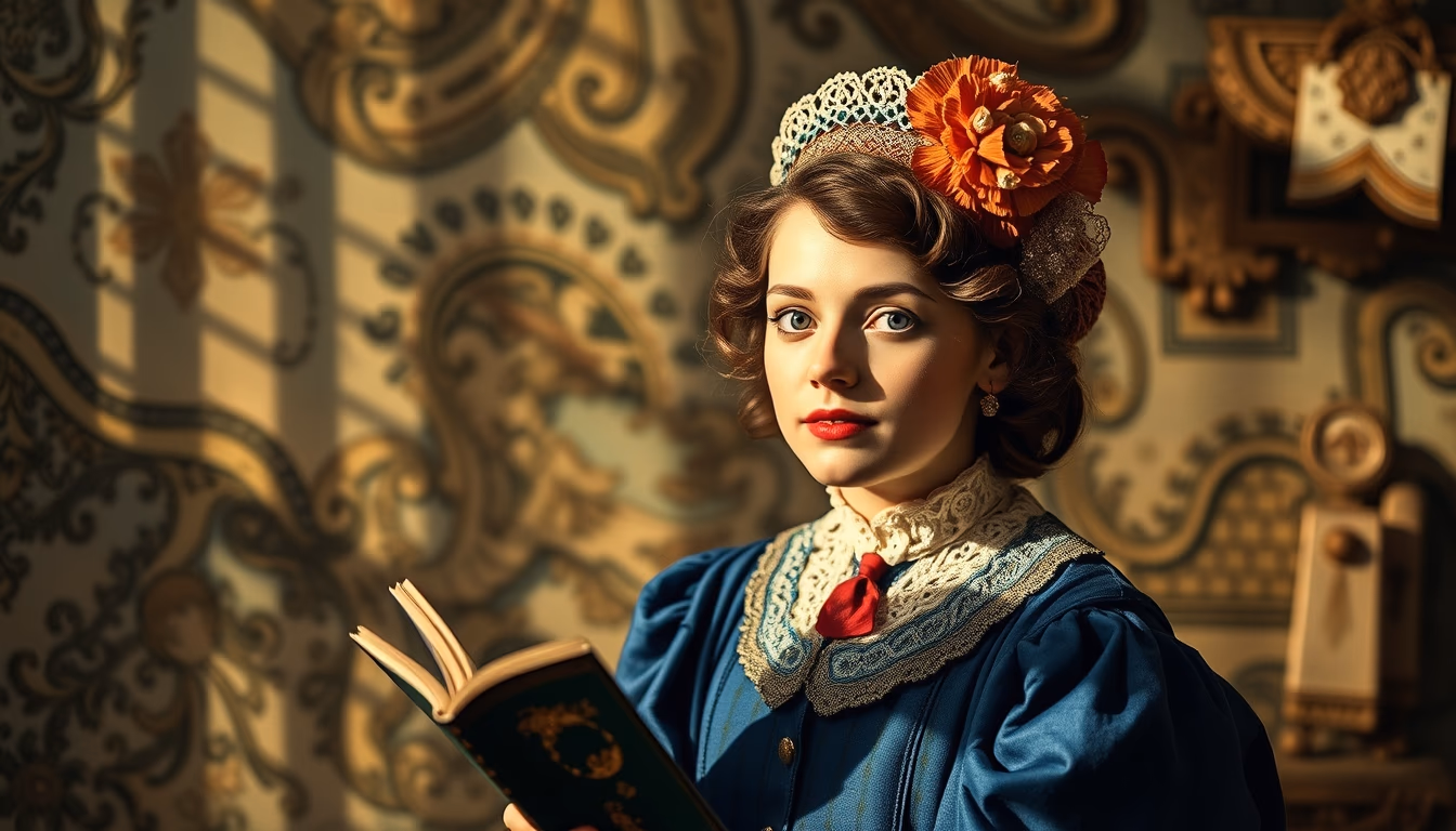 illustrated postcard 1900 in editorial style