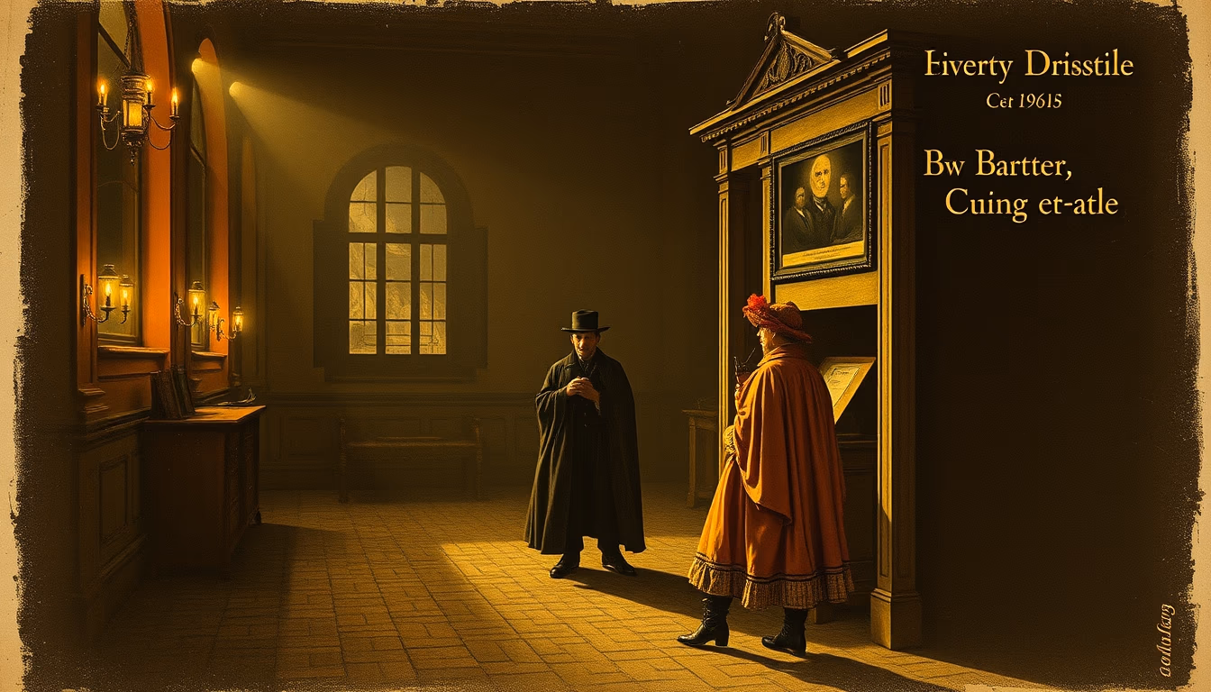 illustrated postcard 1900 in editorial style