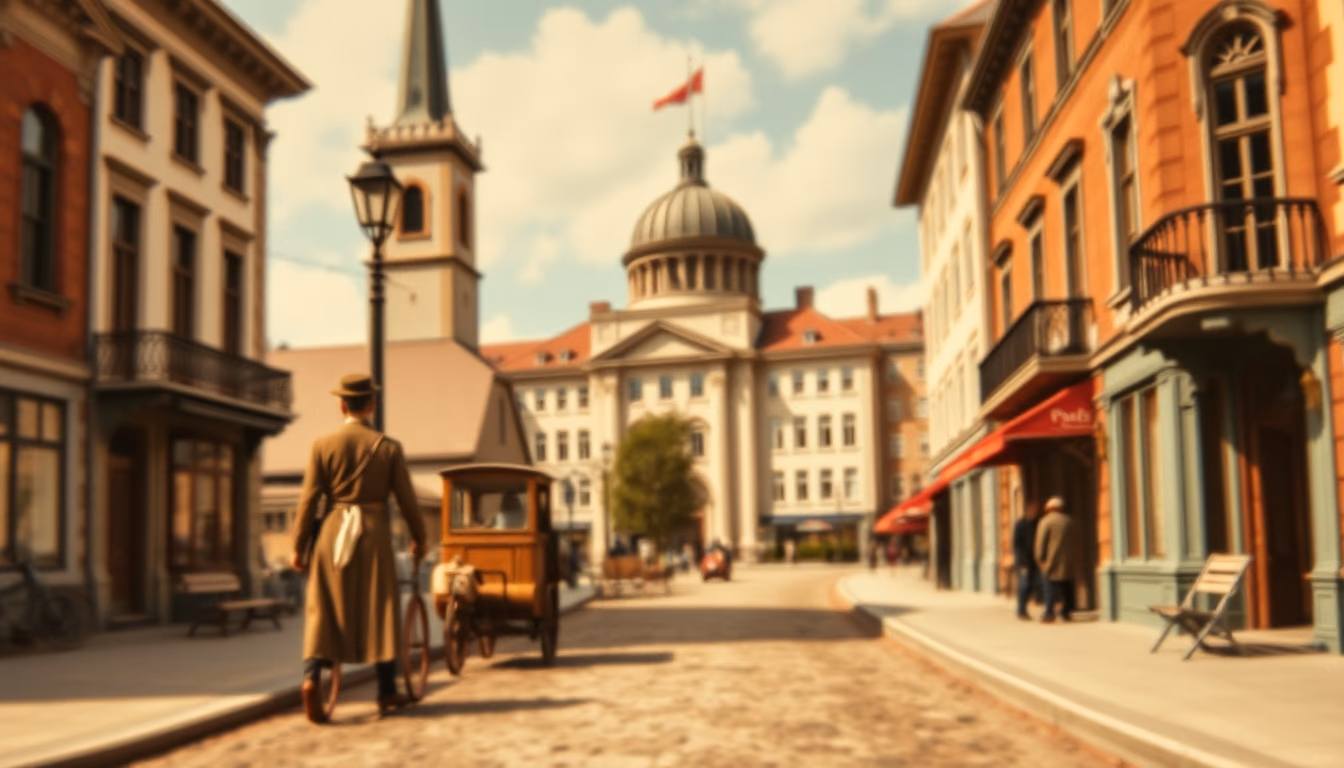 illustrated postcard 1900 in editorial style