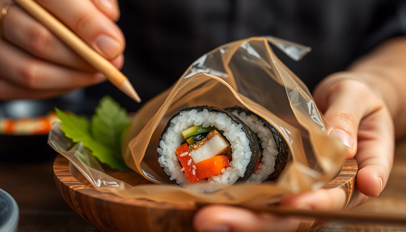 inari pouch sushi in editorial style