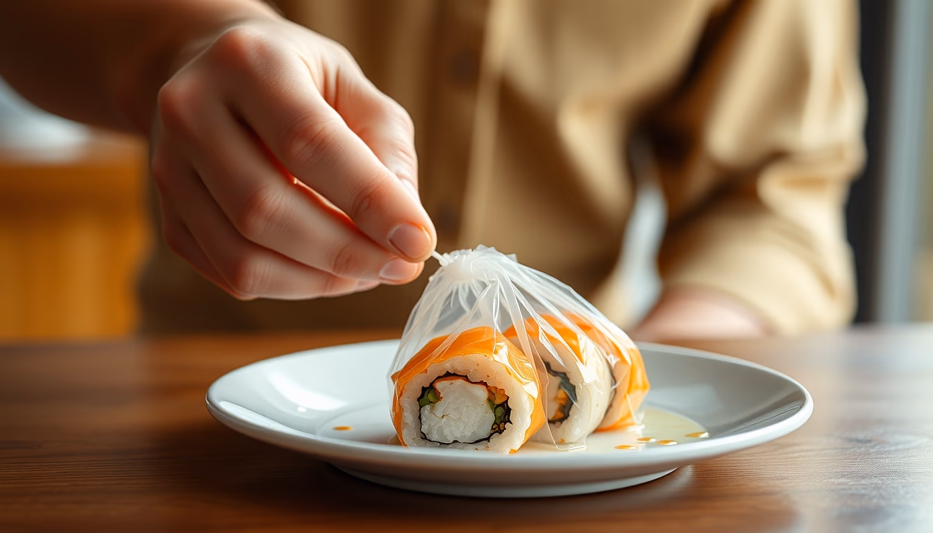 inari pouch sushi in editorial style