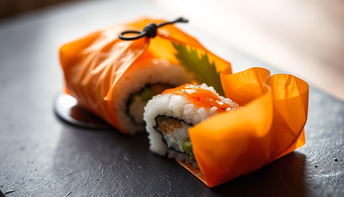 inari pouch sushi in editorial style