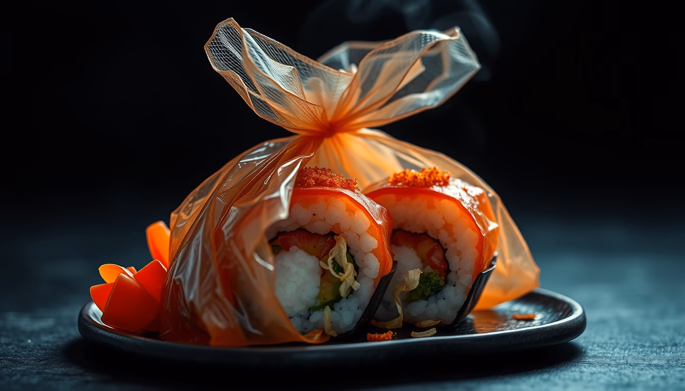 inari pouch sushi in editorial style