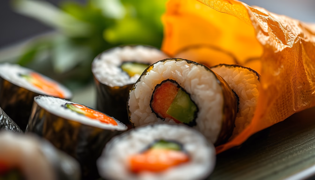 inari pouch sushi in editorial style