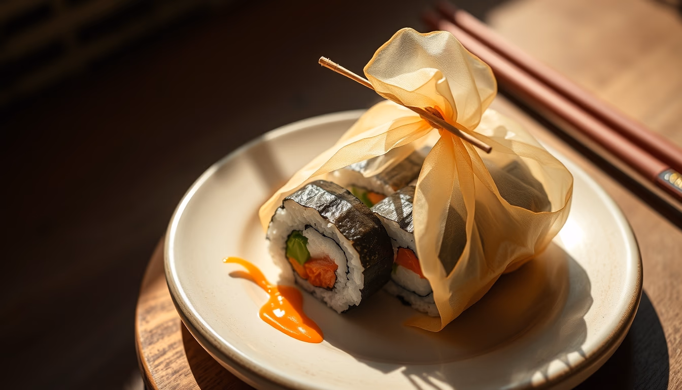 inari pouch sushi in editorial style