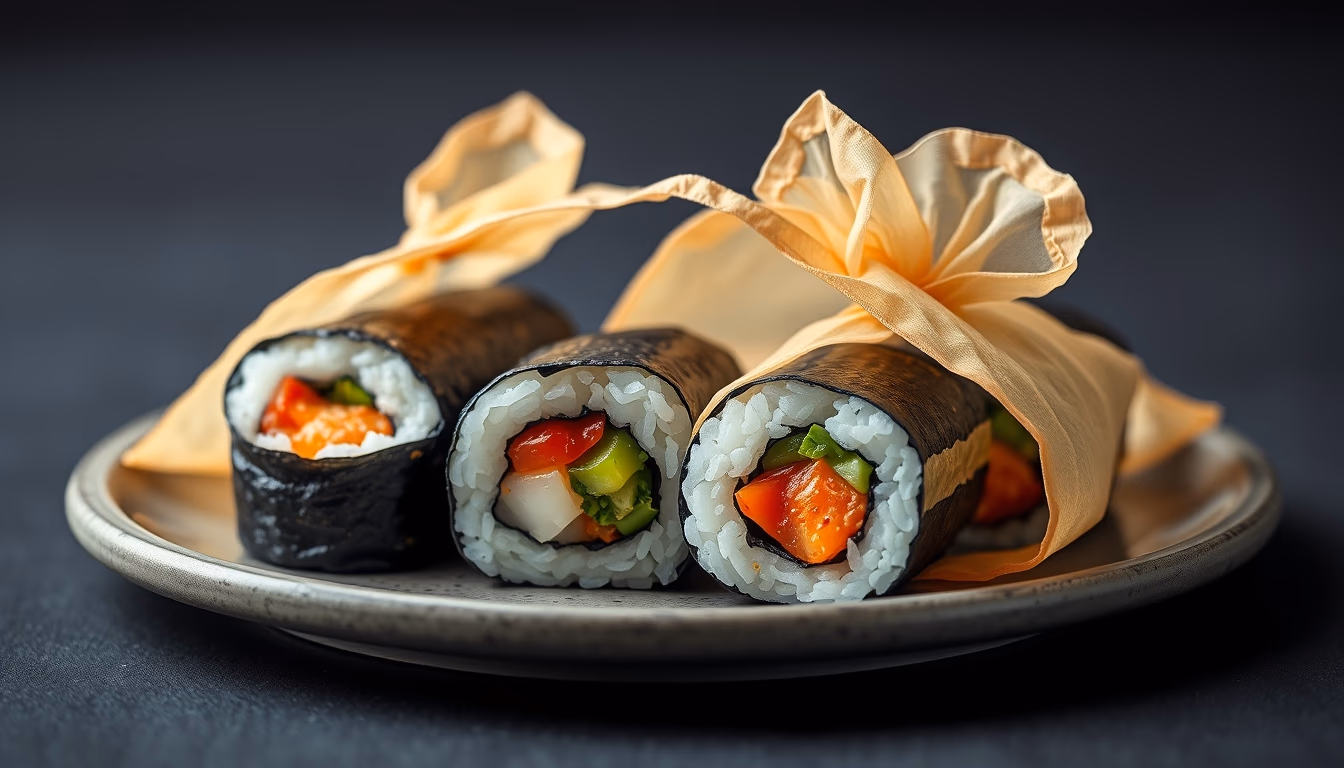 inari pouch sushi in editorial style