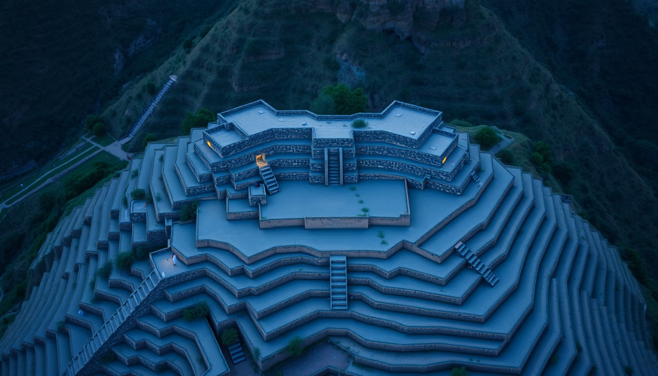 incan terraces in editorial style