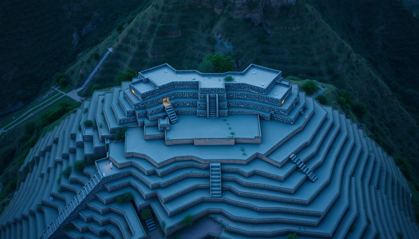 incan terraces in editorial style