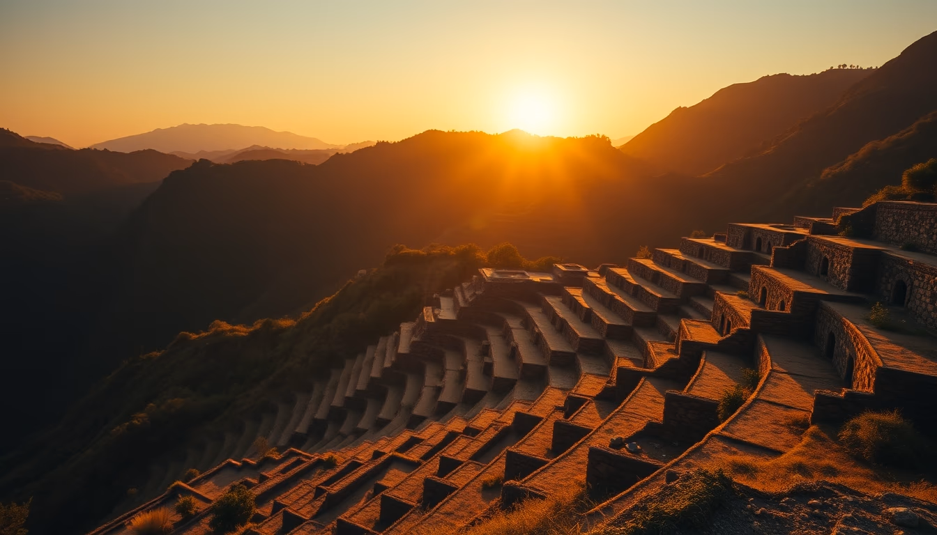 incan terraces in editorial style