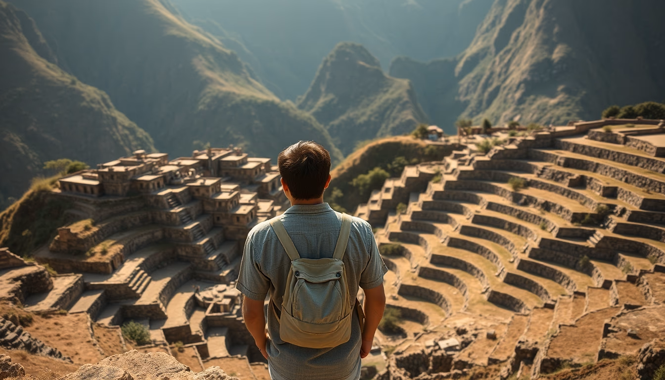 incan terraces in editorial style