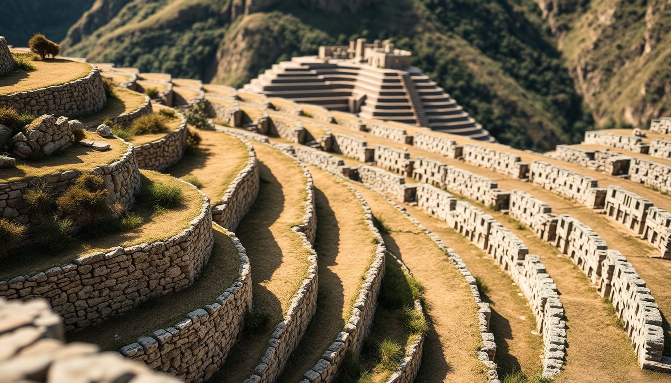 incan terraces in editorial style