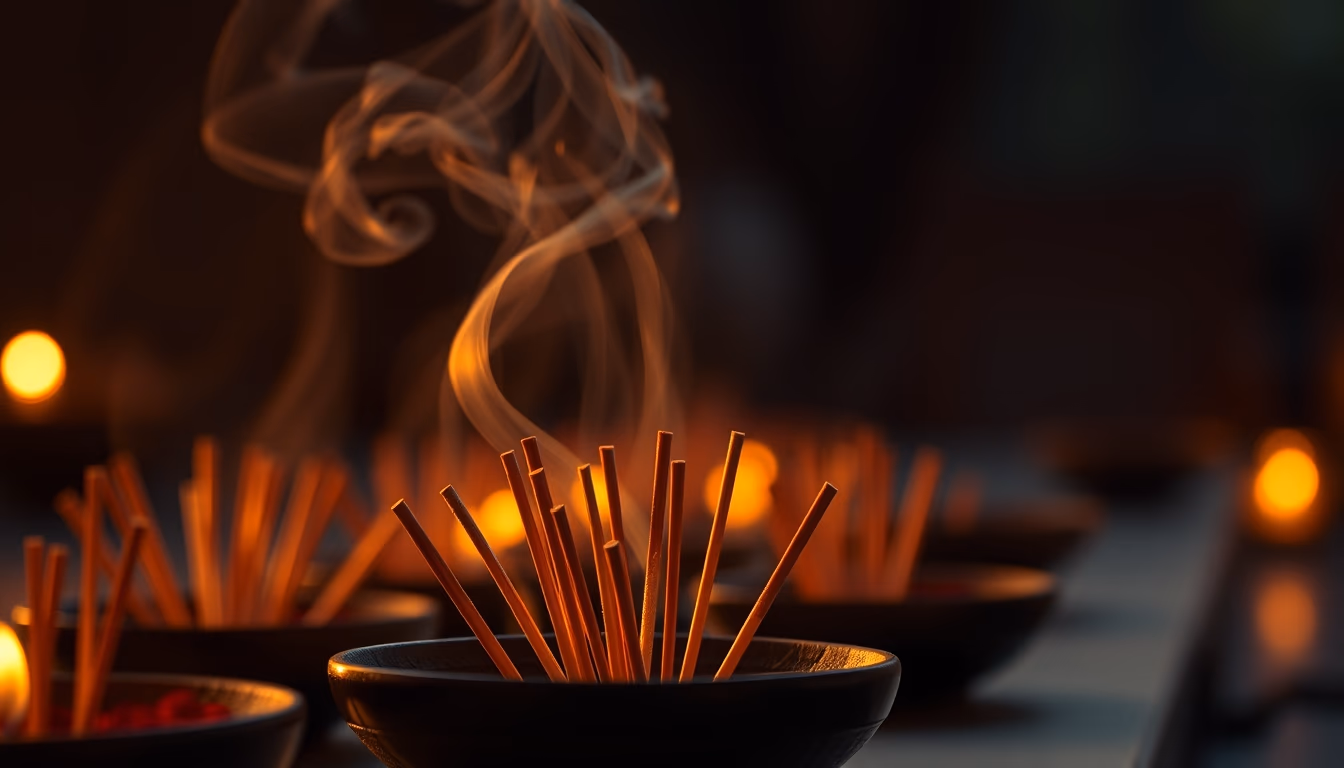 incense sticks burning in editorial style