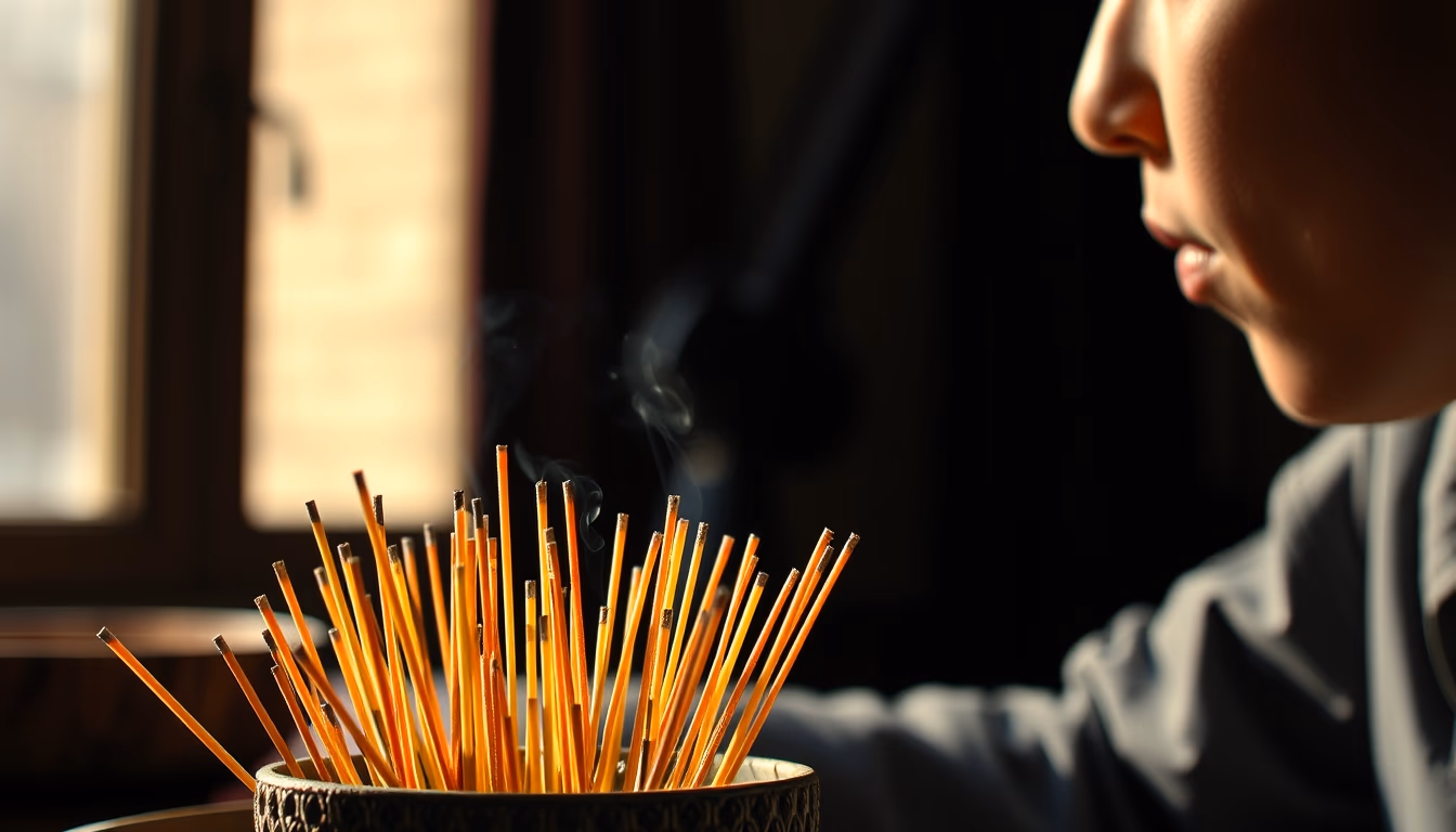 incense sticks burning in editorial style