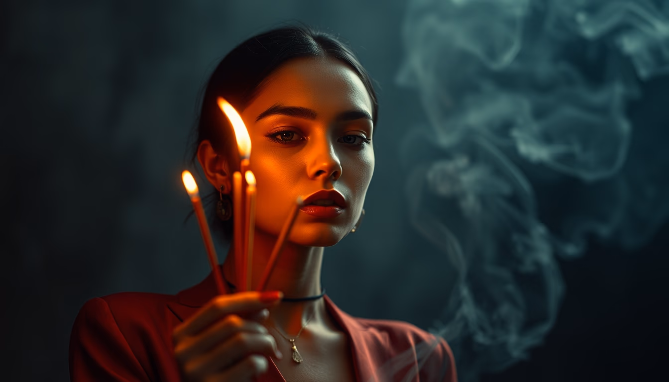 incense sticks burning in editorial style