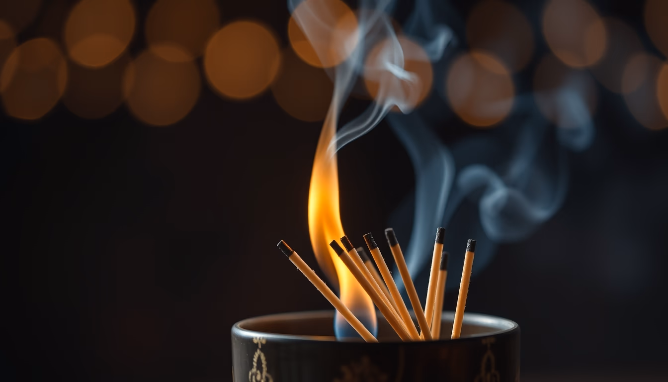incense sticks burning in editorial style
