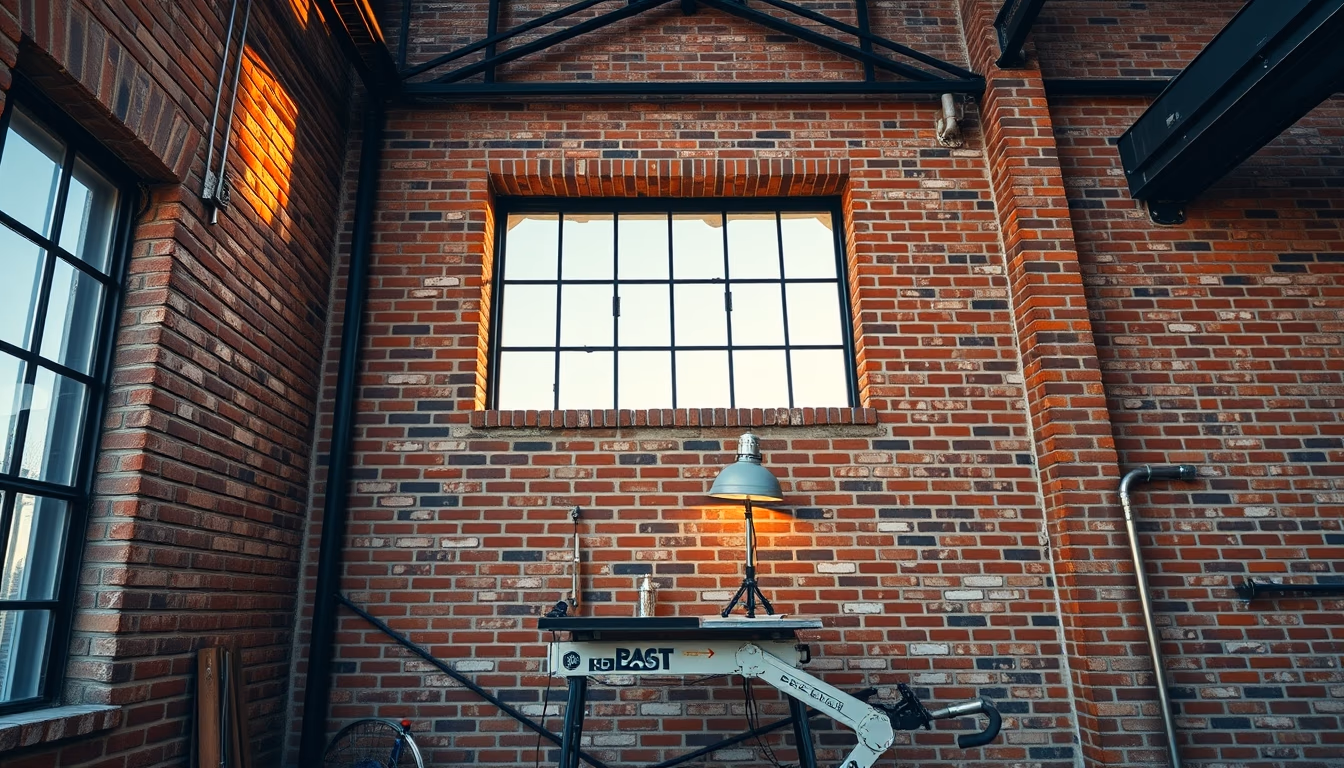 industrial loft brick wall in editorial style
