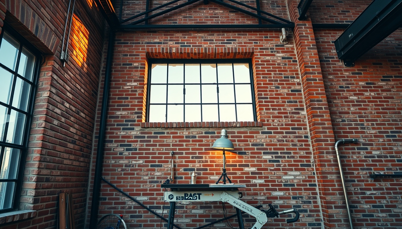 industrial loft brick wall in editorial style