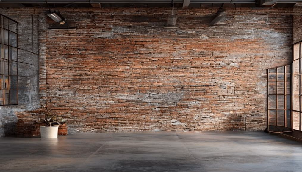 industrial loft brick wall in editorial style
