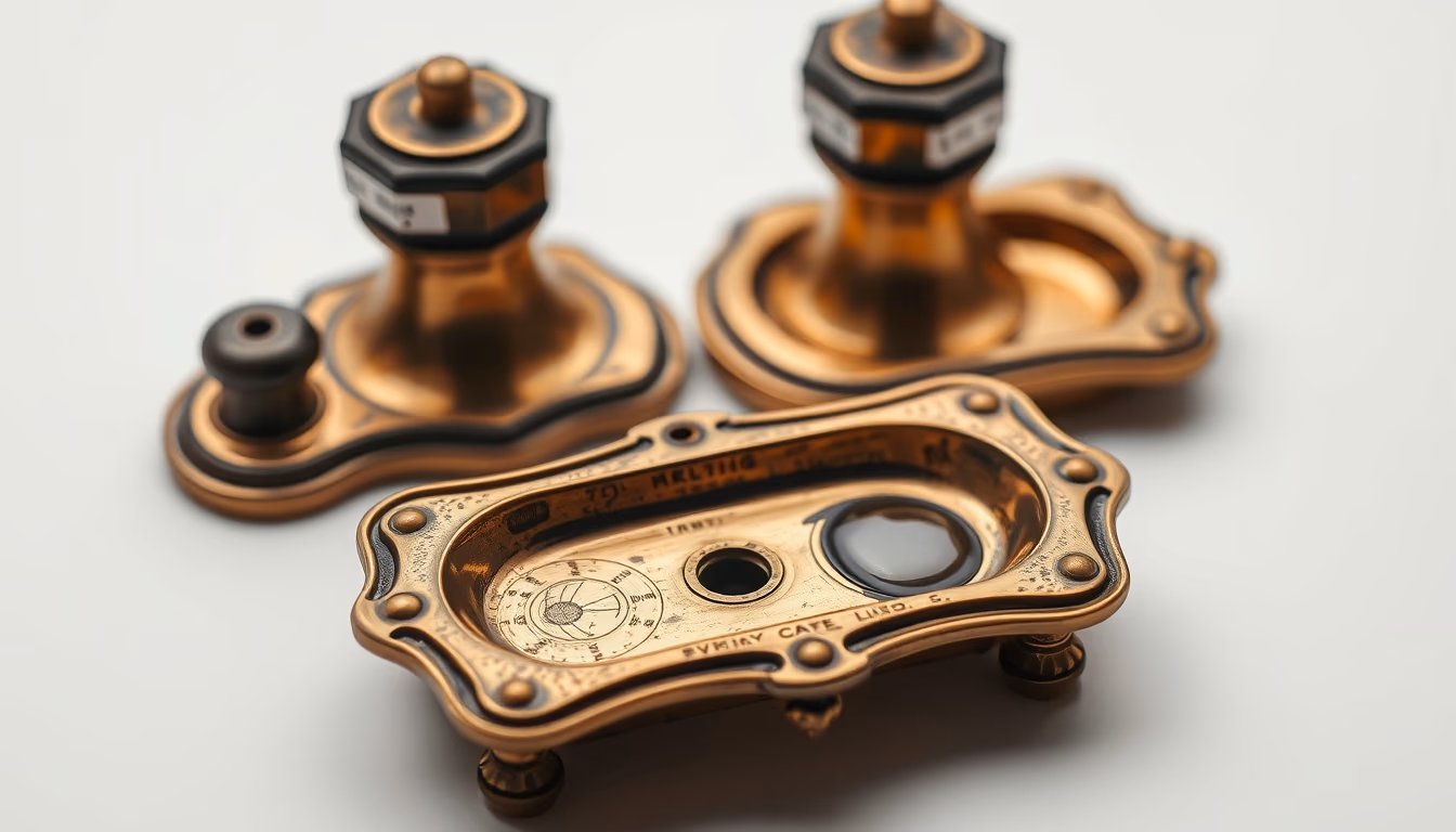 ink wells antique brass in editorial style