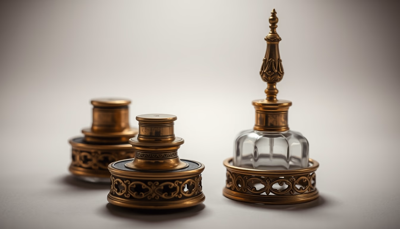 ink wells antique brass in editorial style
