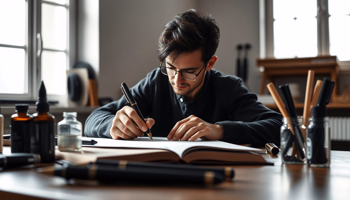 inking pen workshop in editorial style