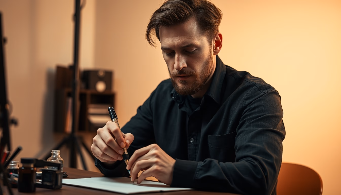 inking pen workshop in editorial style