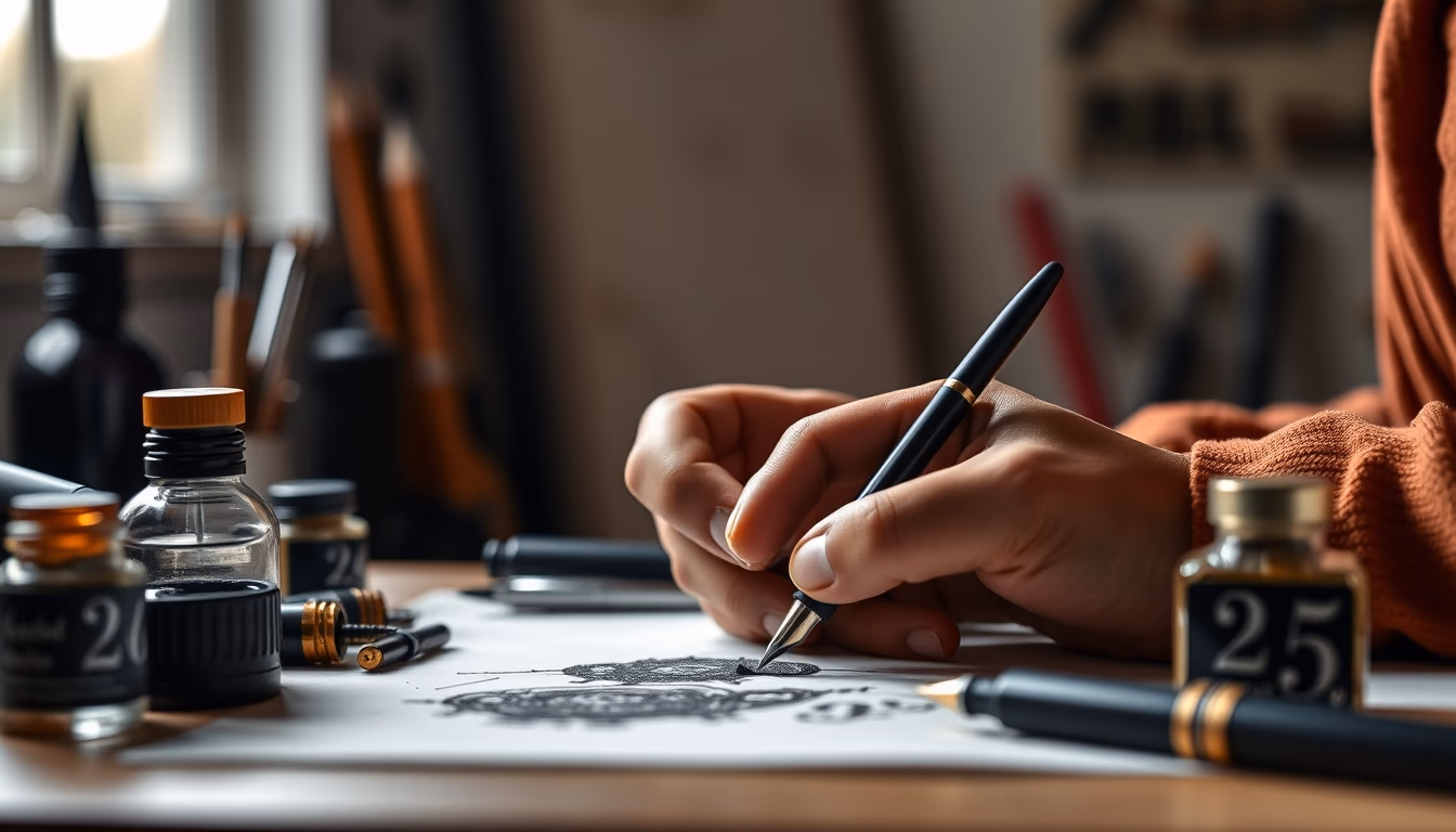 inking pen workshop in editorial style