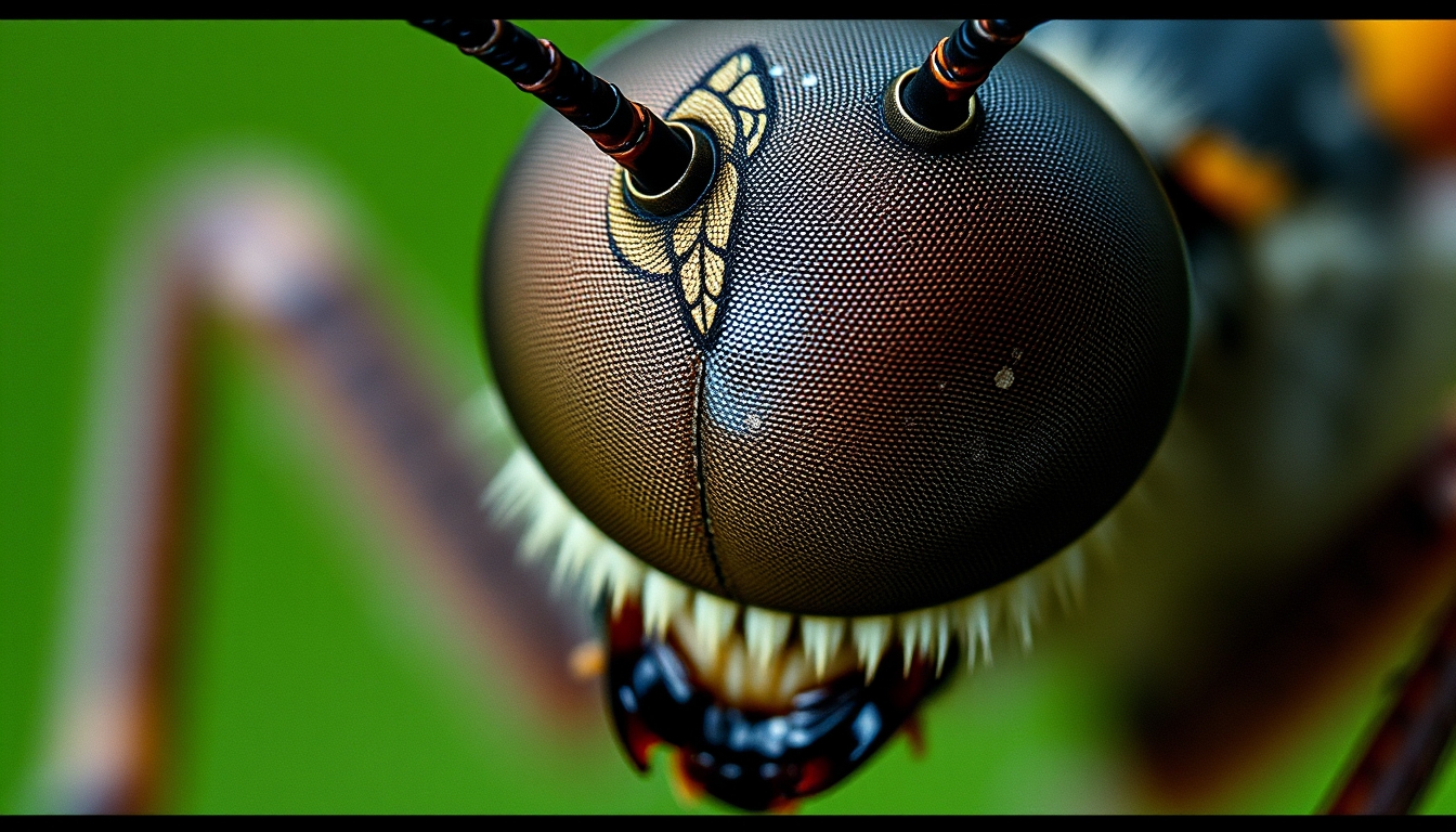 insect compound eye macro in editorial style