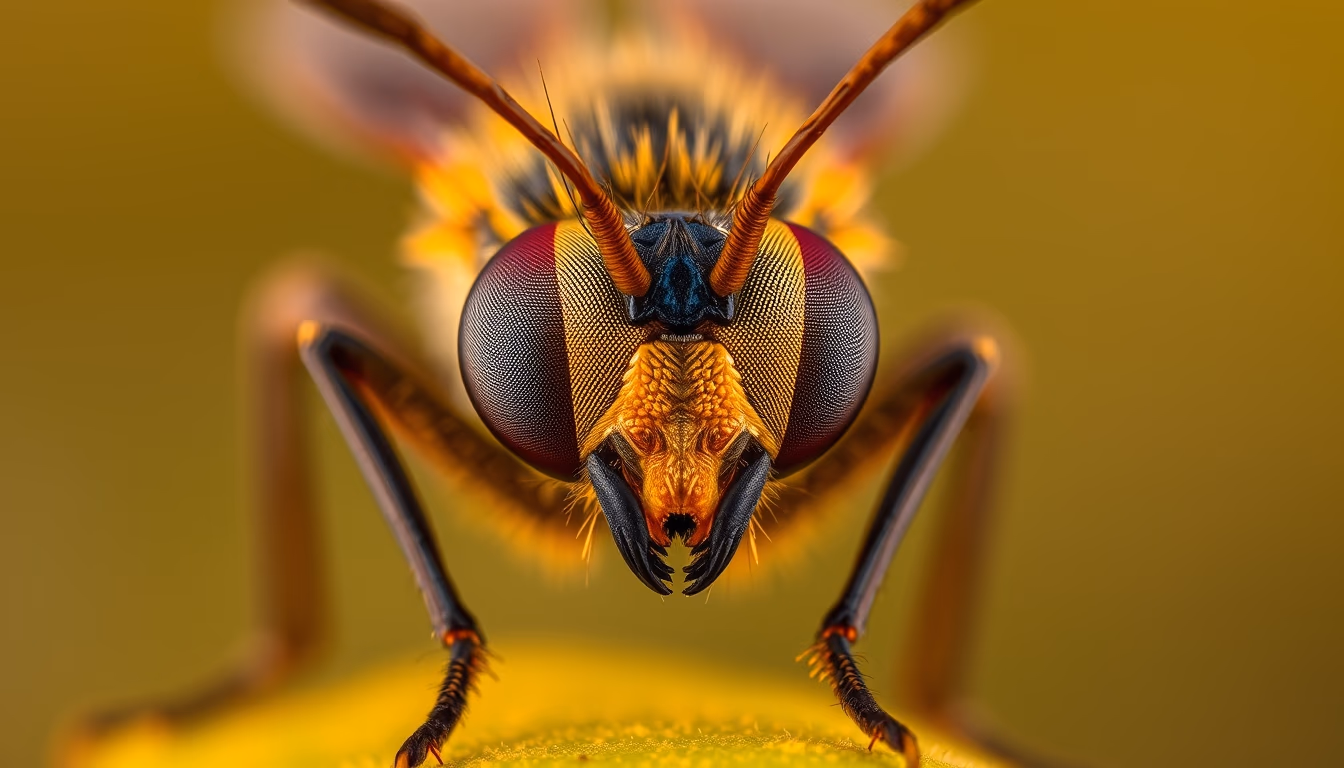 insect compound eye macro in editorial style
