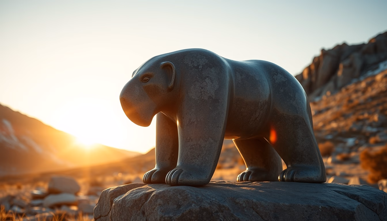 inuit sculpture stone in editorial style